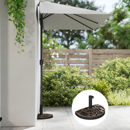 20 lbs Resin Half Round Patio Umbrella Base 20" Outdoor Decorative Parasol Stand Holder For Φ1.5", Φ1.9" Pole, Bronze