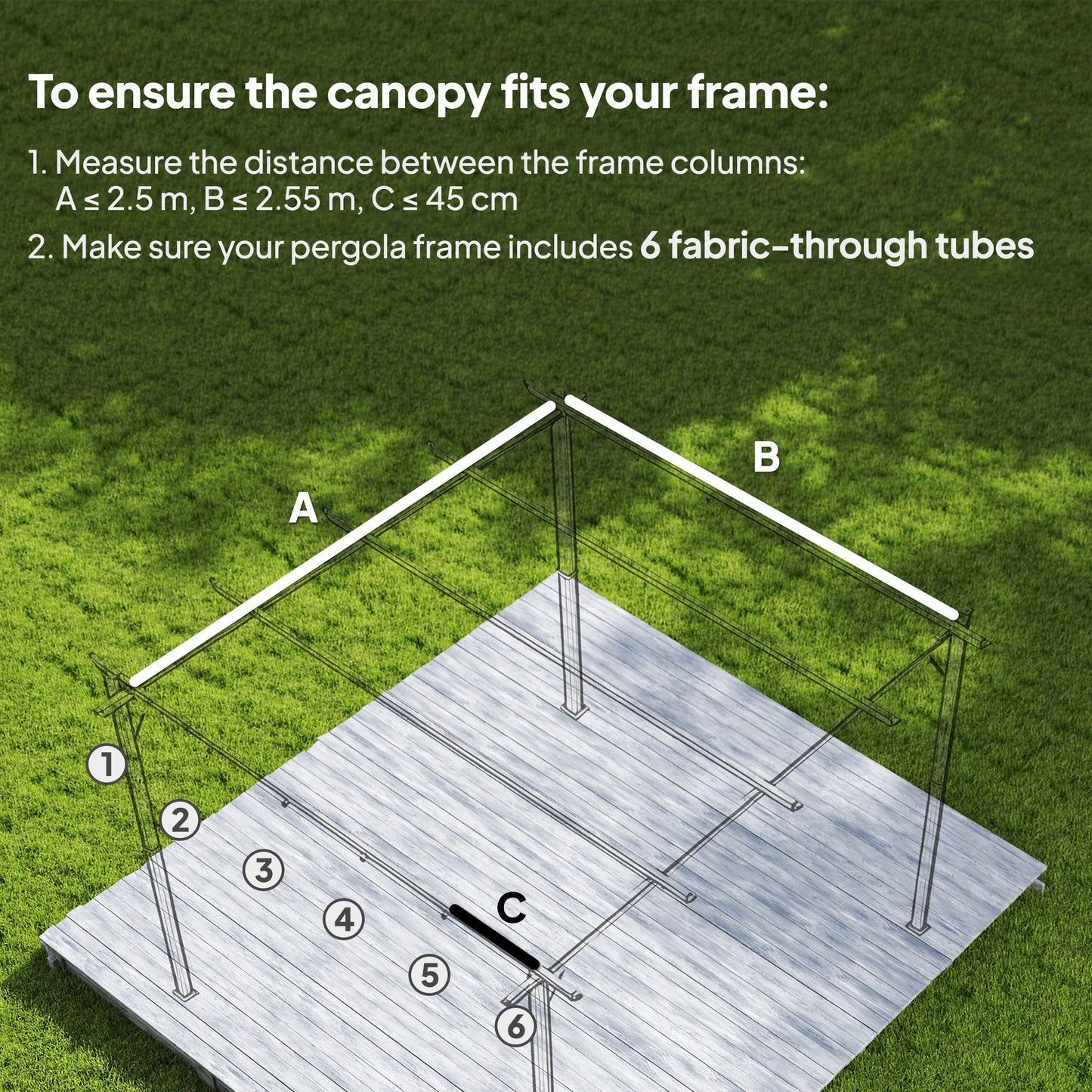 8.2' x 8.4' Retractable Pergola Canopy Replacement for 10' x 10' Frame, Cover Replacement (Cover Top Only), Dark Grey
