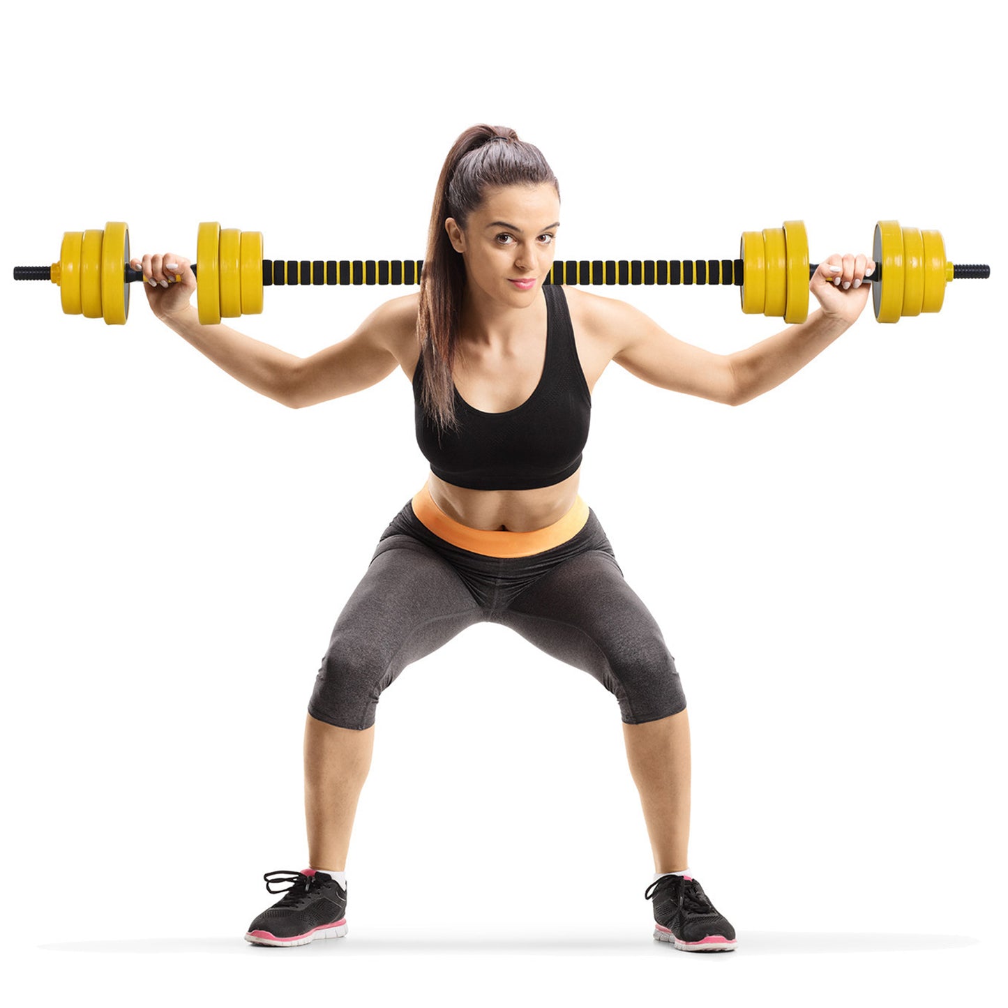 Soozier Dumbbell & Barbell Adjustable Set 44lbs Plate Bar Clamp Rod for Strength Training, Full Body Workout, Muscle Building Men Women Home Gym Sports Area Exercise Ergonomic