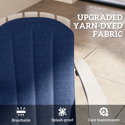 Set of 2 Patio Chair Cushions, High Back Adirondack Chair Cushion with Ties, High-Density Foam, Navy Blue