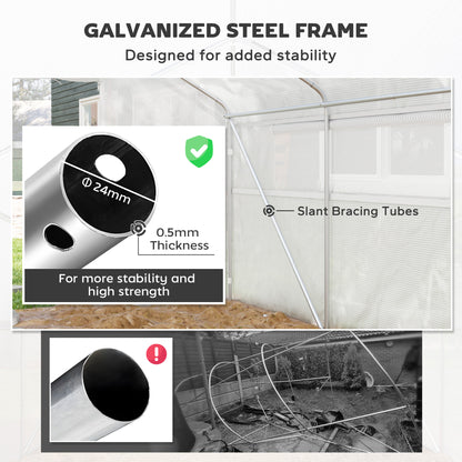 Walk-in Tunnel Greenhouse with UV/Wind Resistant, Galvanized Steel Frame and Windows, Garden Planting Warm House, 13' x 10' x 6.5' , White