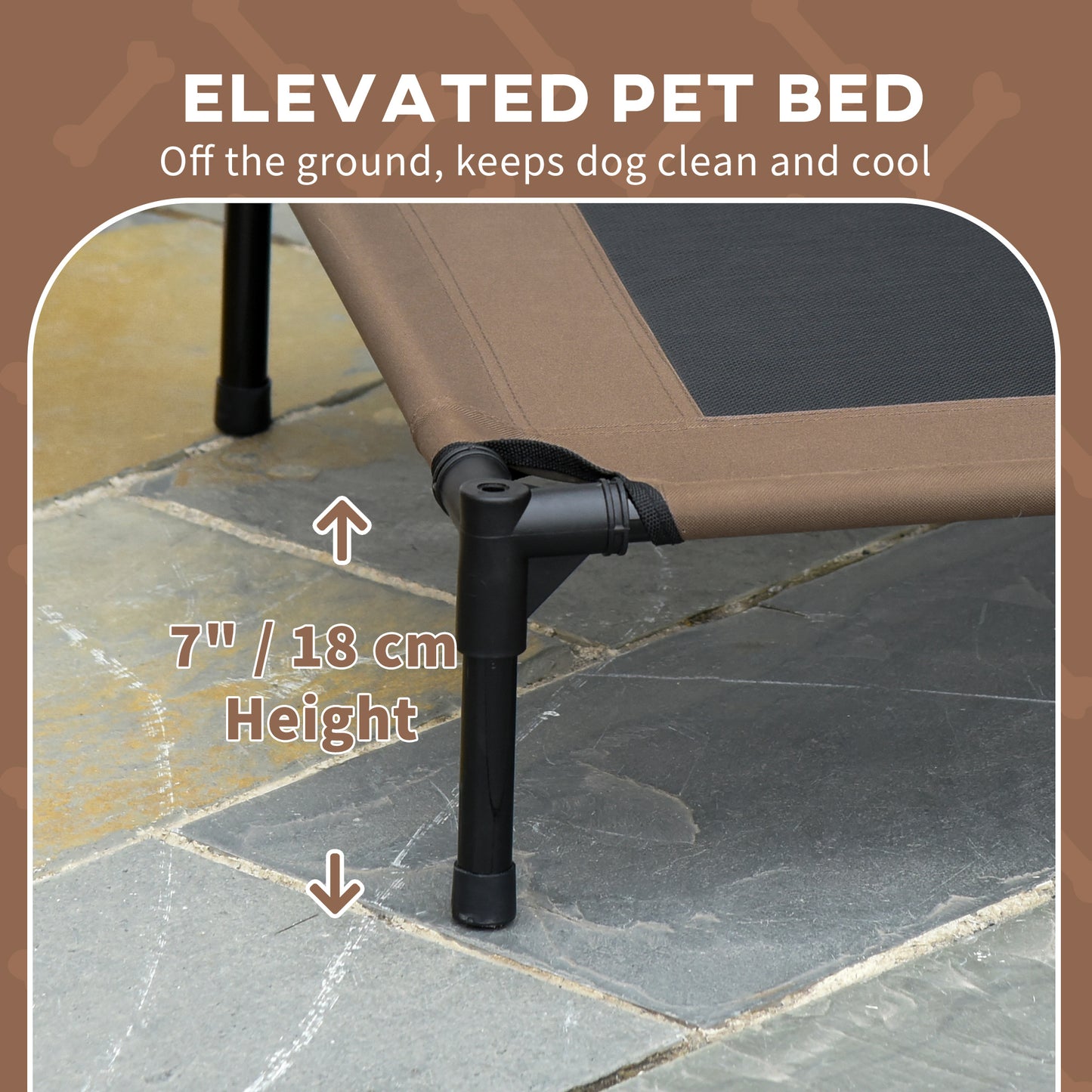 Elevated Cooling Pet Bed Portable Raised Dog Cot with Canopy for Medium Sized Dogs, Coffee