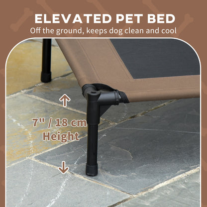 Elevated Cooling Pet Bed Portable Raised Dog Cot with Canopy for Medium Sized Dogs, Coffee