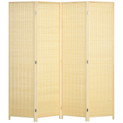 Woven Bamboo Room Divider, 4 Panel Folding Indoor Privacy Screens for Home Office, 71"x71"x0.6", Natural