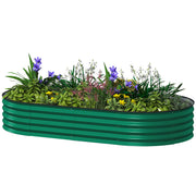 6' x 3' x 1' Large Outdoor Planter Box, Galvanized Raised Garden Bed with Metal Plant Stake, Green