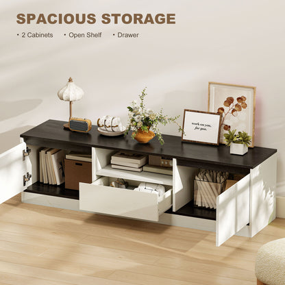 TV Stand for 55-60 Inch TV, Entertainment Center w/ Cabinets, Shelf, Drawer and Cable Management for Living Room, White