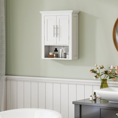 Bathroom Wall Cabinet, Medicine Cabinet, Toilet Storage Cabinet with Shelf for Living Room and Entryway, White