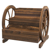 Wooden Wagon Planter Box, 3-Tier Raised Garden Bed, for Vegetables Flowers Herbs, 24" x 24" x 22", Carbonized