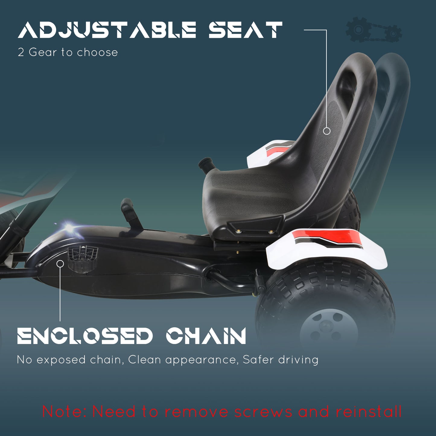 Aosom Kids Pedal Go Kart Children Racing Style Ride on Car with Adjustable Seat, Plastic Wheels, Handbrake and Shift Lever for 3-6 Years Old