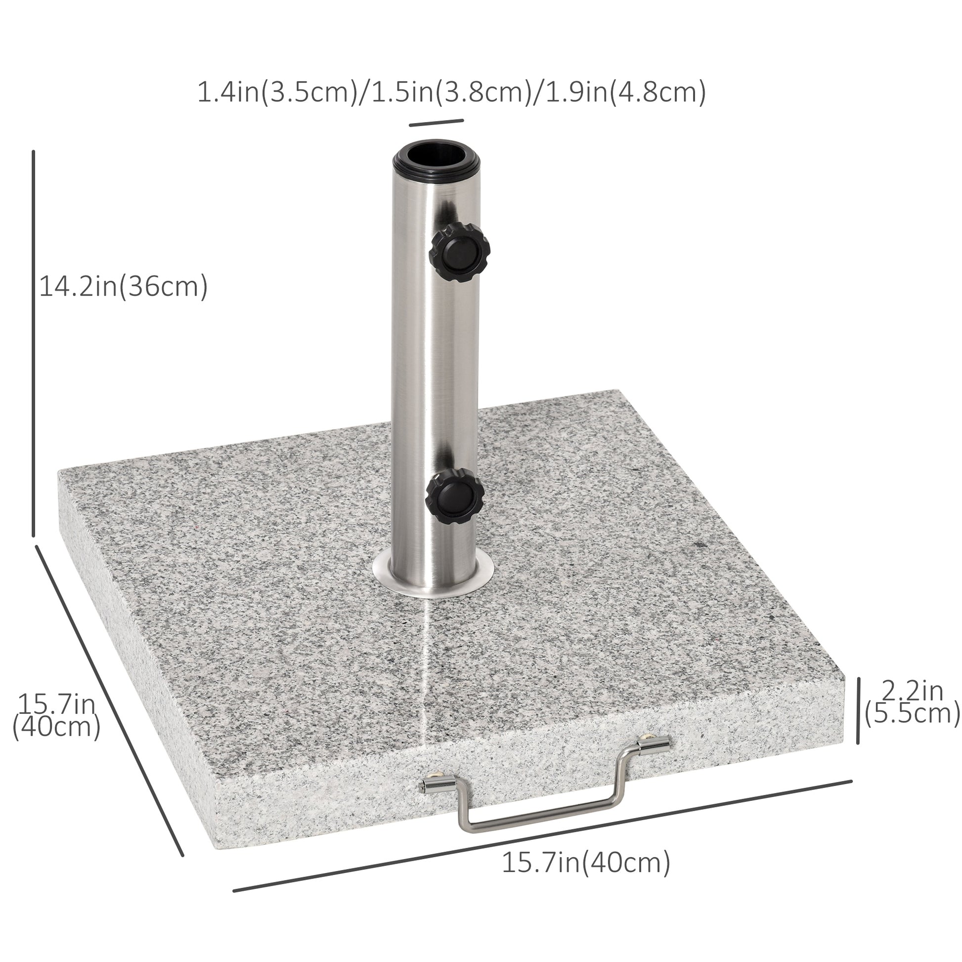 55 lbs Marble Square Umbrella Stand 16.5" Market Heavy Holder Base w/ Wheels, Grey