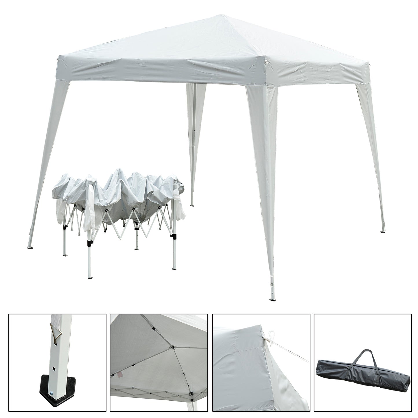 10' x 10' Arbor Barnum Folding Pop-up Garden Gazebo with Transport Bag-White
