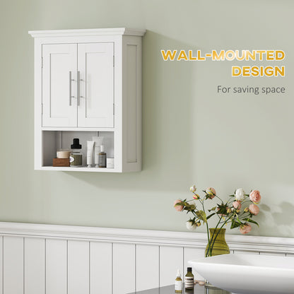 Bathroom Wall Cabinet, Medicine Cabinet, Toilet Storage Cabinet with Shelf for Living Room and Entryway, White