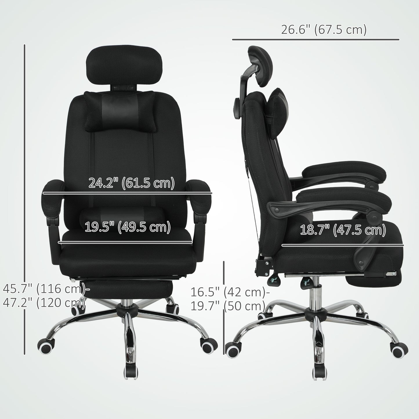 Ergonomic Executive High Back Office Chair with Footrest, Lumbar Support, Black