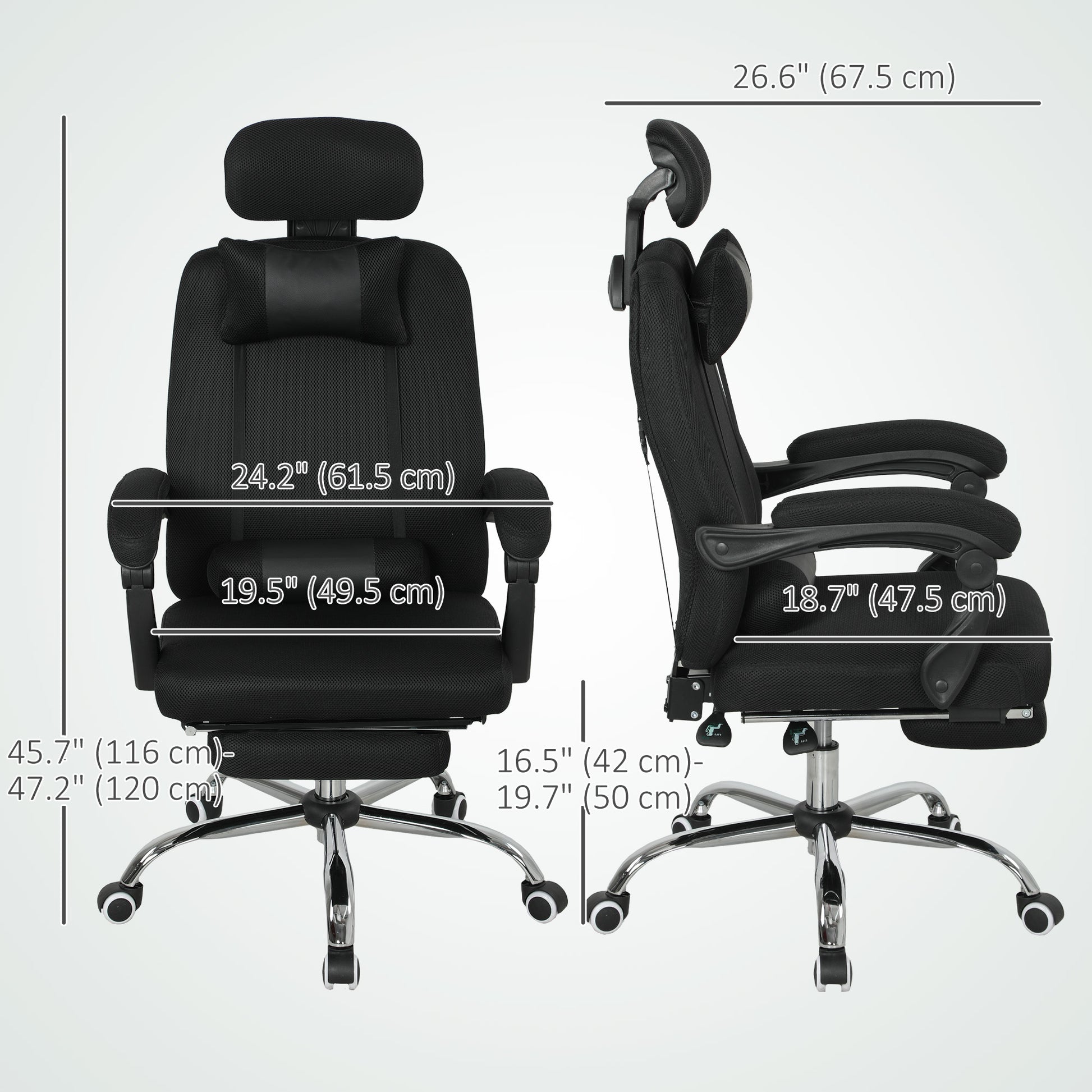 Ergonomic Executive High Back Office Chair with Footrest, Lumbar Support, Black