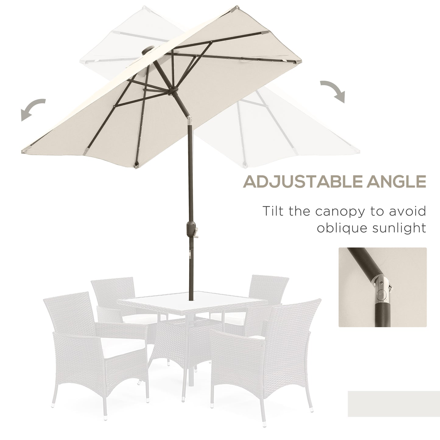 6' x 10' Patio Umbrella with 22 LED Solar Lights and Tilt, Rectangular Outdoor Table Umbrella with Crank, Beige