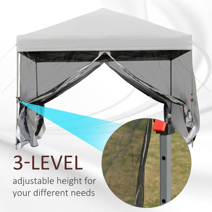 10' x 10' Pop-Up Canopy Tent Outdoor Party Tent, 3-Level Adjustable Height, Silver