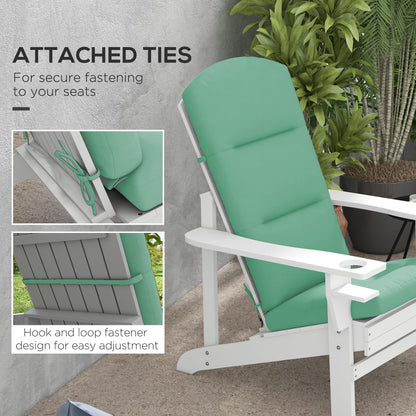 Patio Chair Cushion for Adirondack Chairs Replacement Cushion with Back and Ties, Green
