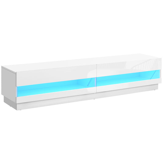 Lighted TV Stand for TVs up to 75", TV Cabinet with Storage for Living Room, High Gloss White