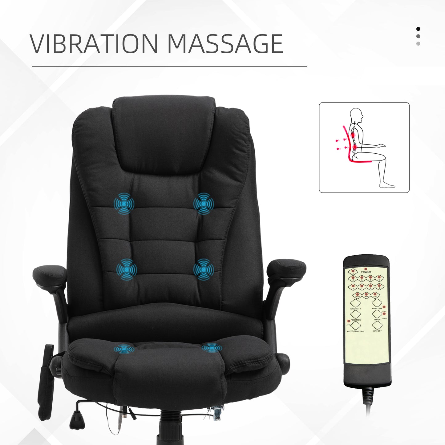 Ergonomic Office Chair Large Leather Massage Executive High Back Reclining Swivel Wheels Black