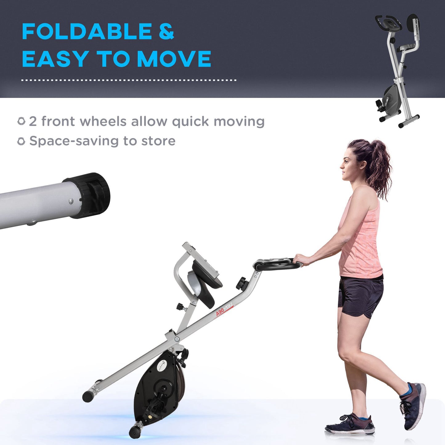 Soozier Foldable Indoor Stationary Bike with 8 Levels of Magnetic Resistance, Exercise Bike for Cardio Workout, Black