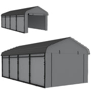 12' x 20' Metal Carport, Heavy Duty Garage Car Shelter with Galvanized Metal Roof and Removable Sidewalls, Light Grey