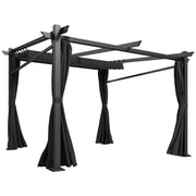 Metal Pergola with Sliding Roof Canopy, Retractable Pergola Canopy, 10' x 10', Black