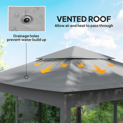 11' x 11' Pop Up Canopy 2-Tier Soft Top Shelter Event Tent w/ Netting Carry Bag for Patio Backyard Garden, Dark Grey