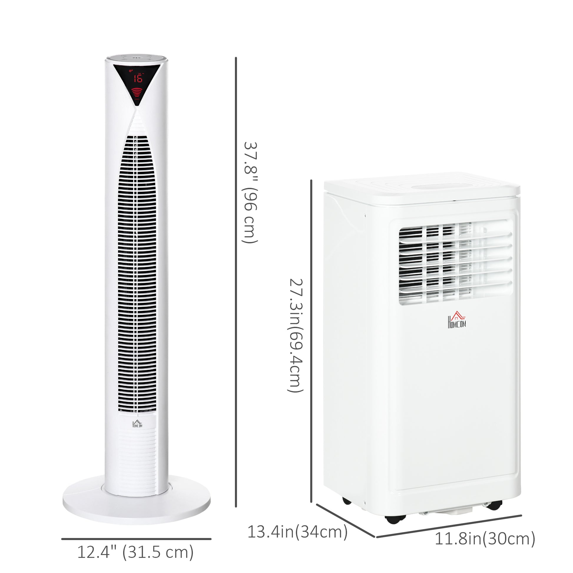 8000 BTU Portable Air Conditioner and Tower Fan Set, 344 Sq. Ft., 3-in-1 Portable AC Unit and Floor Fan with Timer On/off, Remote, Window Kits, White