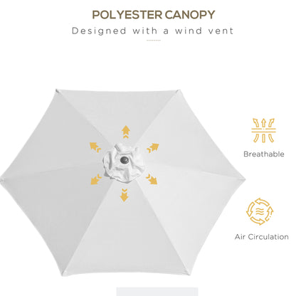 8.5' Round Aluminum Patio Umbrella 6 Ribs Market Sunshade Tilt Canopy w/ Crank Handle Garden Parasol White