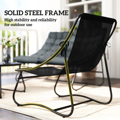 4 Piece Patio Furniture Set, Outdoor Furniture Conversation Set with Loveseat, Chairs Round Metal Table, Cushions, Grey