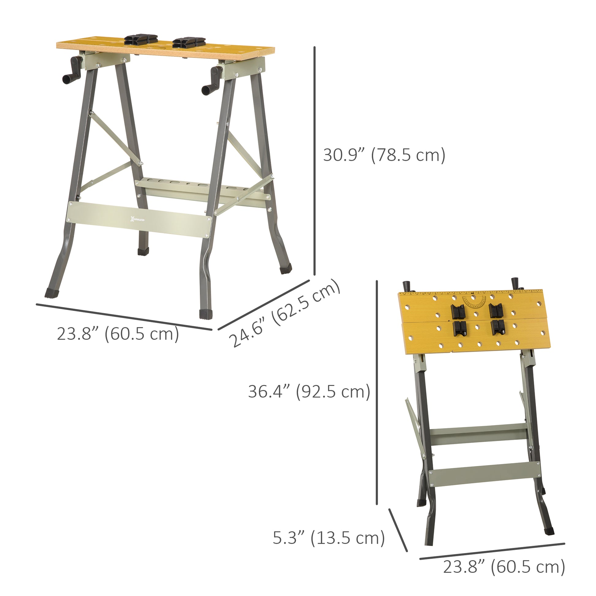 Foldable Work Bench w/ 4 Adjustable Clamps, Carpenter Saw Table