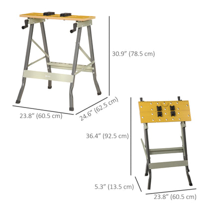 Foldable Work Bench w/ 4 Adjustable Clamps, Carpenter Saw Table