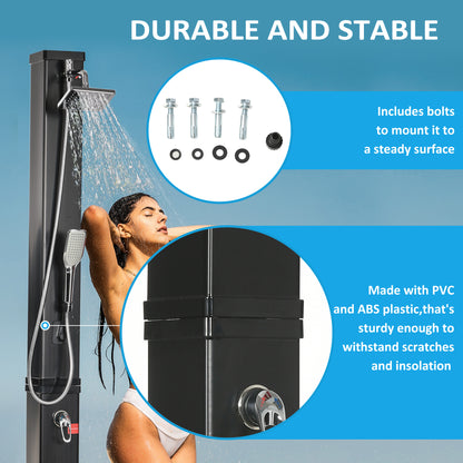 10.6Gal Outdoor Solar Shower w/ 360 Rainfall, Handheld Head, 60℃ Temperature Adjustment for Backyard Poolside Beach Spa