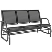 3-Seat Outdoor Glider Chair, Patio Rocking Chair, Steel Frame, Sling Fabric Seat for Garden, Backyard, Lawn, Black