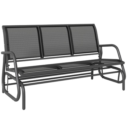 3-Seat Outdoor Glider Chair, Patio Rocking Chair, Steel Frame, Sling Fabric Seat for Garden, Backyard, Lawn, Black