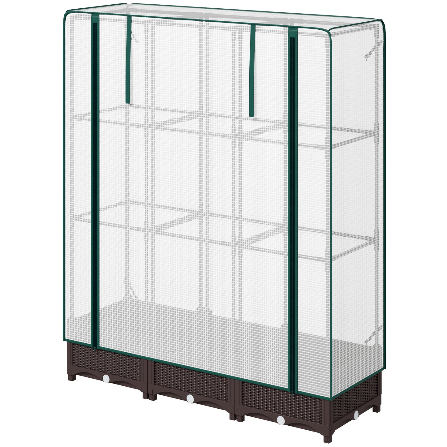 Raised Garden Bed Kit with Trellis, Plastic Raised Flower Bed with PE Cover and Zipper Door, 47 x 16 x 50 inch