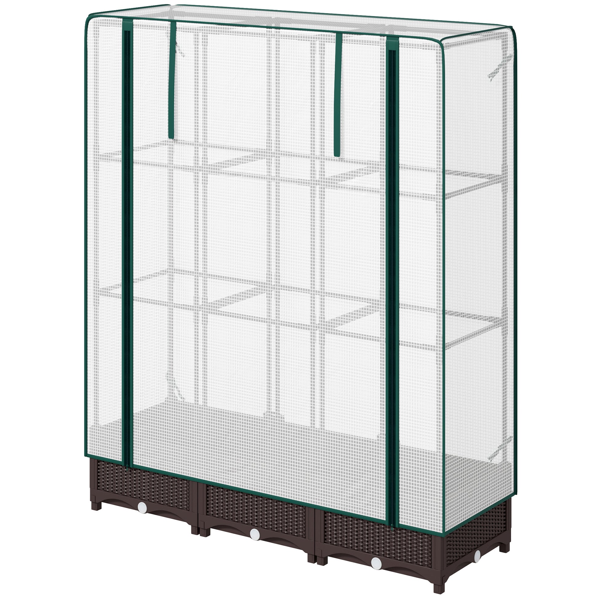 Raised Garden Bed Kit with Trellis, Plastic Raised Flower Bed with PE Cover and Zipper Door, 47 x 16 x 50 inch