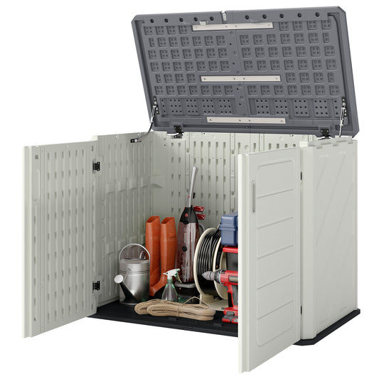 35 Cu.Ft Outdoor Storage Cabinet, Waterproof HDPE Outdoor Storage Shed with Lockable Doors and Openable Top