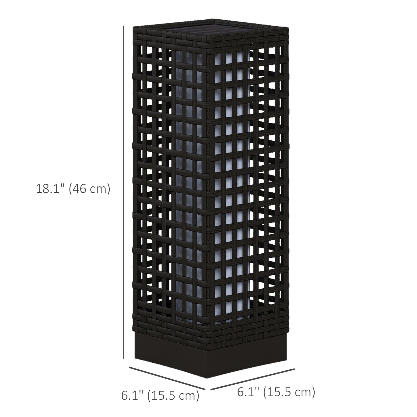 Wicker Solar Outdoor Lamp, Decorative Floor Lamp with Auto On/Off LED Lights, IP44 for Patio, Porch, Pathway, Black