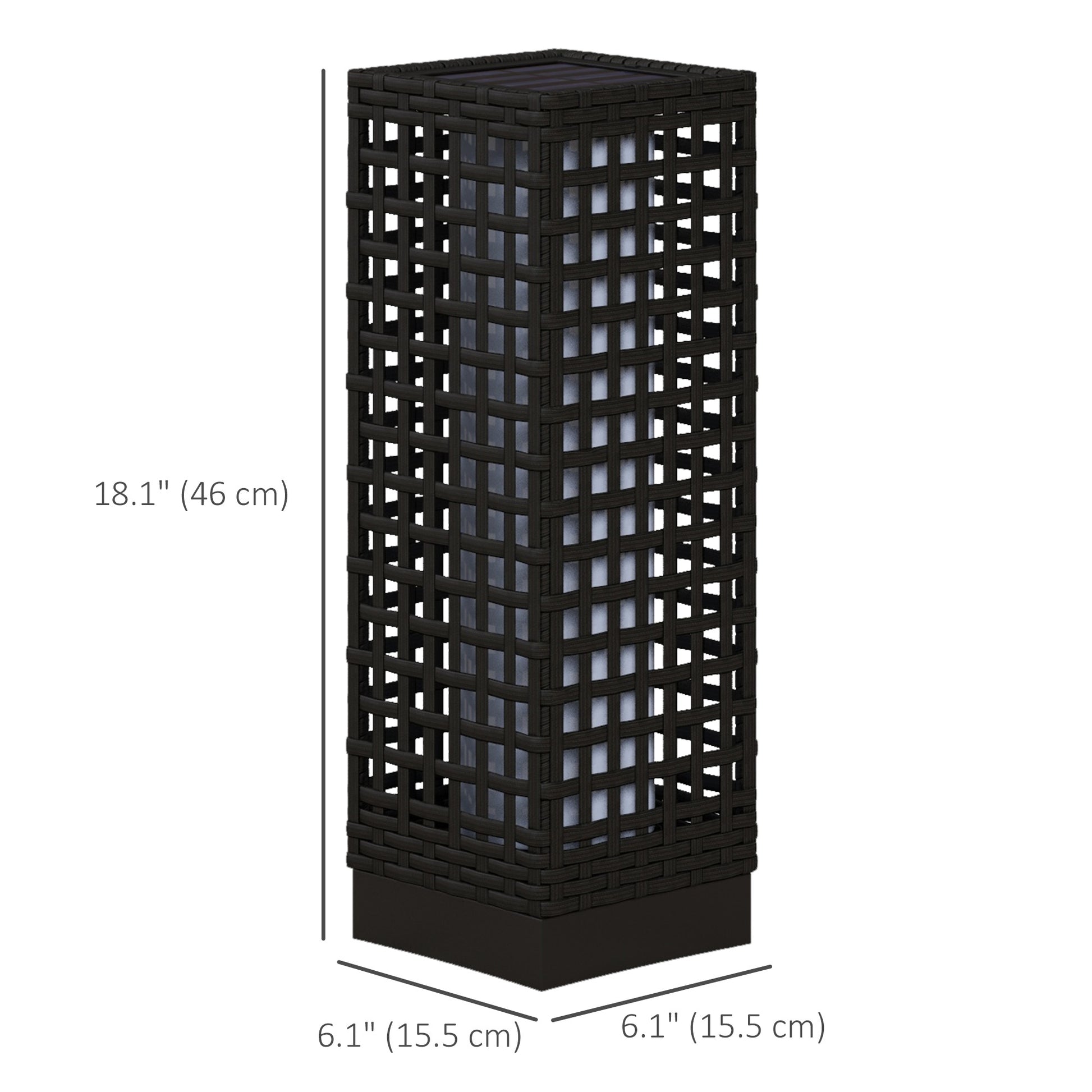 Wicker Solar Outdoor Lamp, Decorative Floor Lamp with Auto On/Off LED Lights, IP44 for Patio, Porch, Pathway, Black