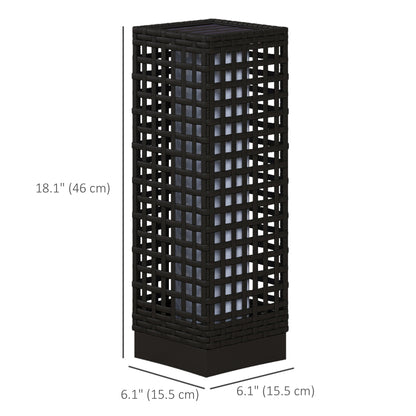 Wicker Solar Outdoor Lamp, Decorative Floor Lamp with Auto On/Off LED Lights, IP44 for Patio, Porch, Pathway, Black