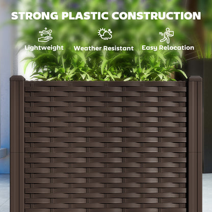 Plastic Raised Garden Bed, Outdoor Planter Box with Drainage Holes for Patio, Balcony, 63" x 15.7" x 14.6", Brown