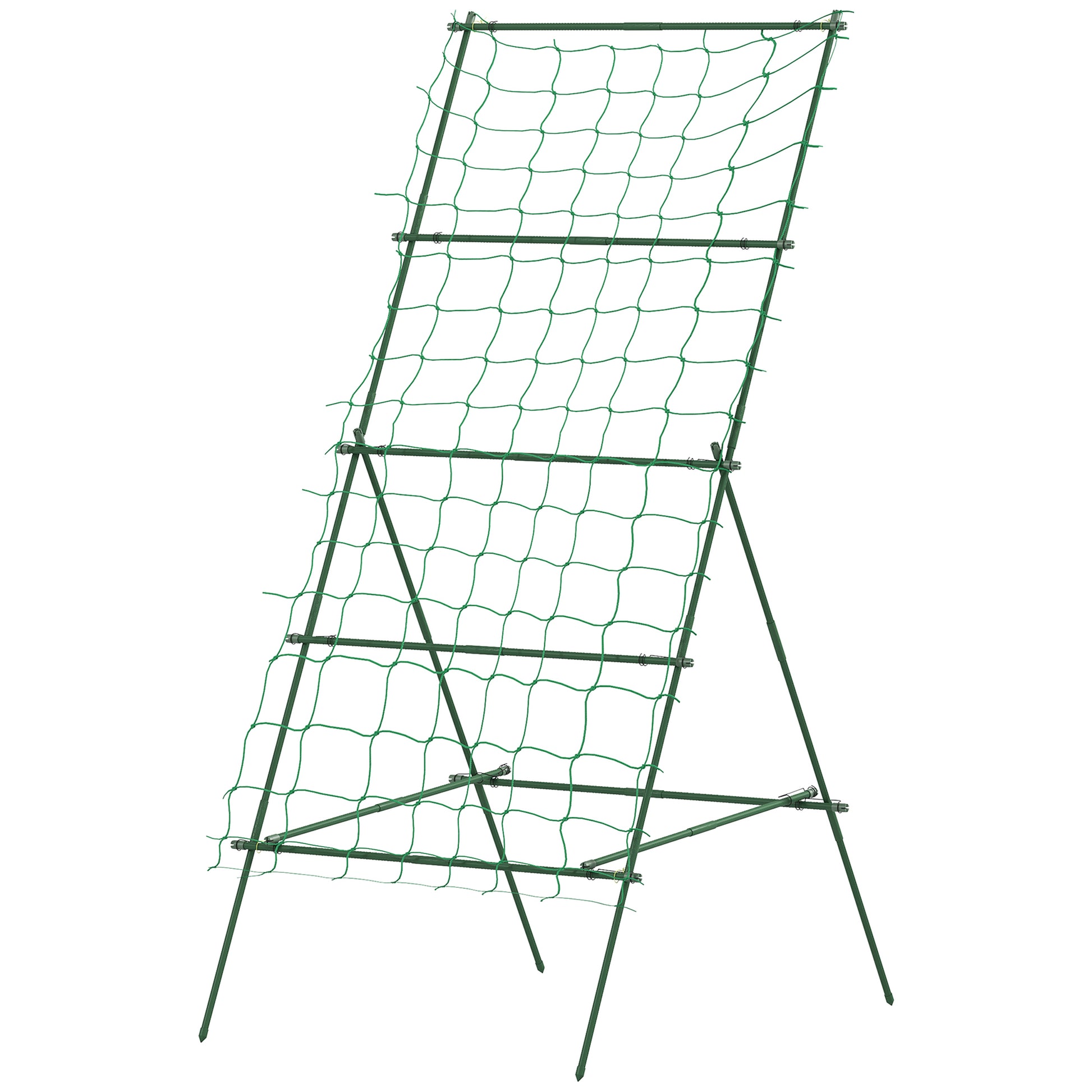 Cucumber Trellis for Climbing Plants, Adjustable A-Frame Garden Trellis with Climbing Net, 20 Metal Clips, 4 Net Straps