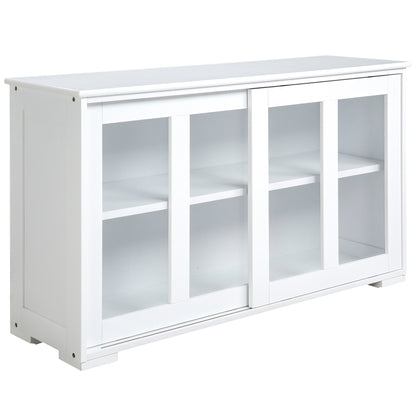Modern Kitchen Sideboard, Stackable Storage Cabinet, Sliding Glass Door Console, Cupboard Serving Buffet for Kitchen & Dining Room, White
