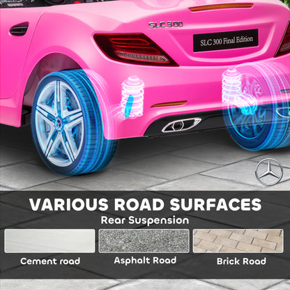 Aosom 12V Ride On Car with Parent Remote Control Two Motors Music Lights Suspension Wheels for 3-6 Years Pink