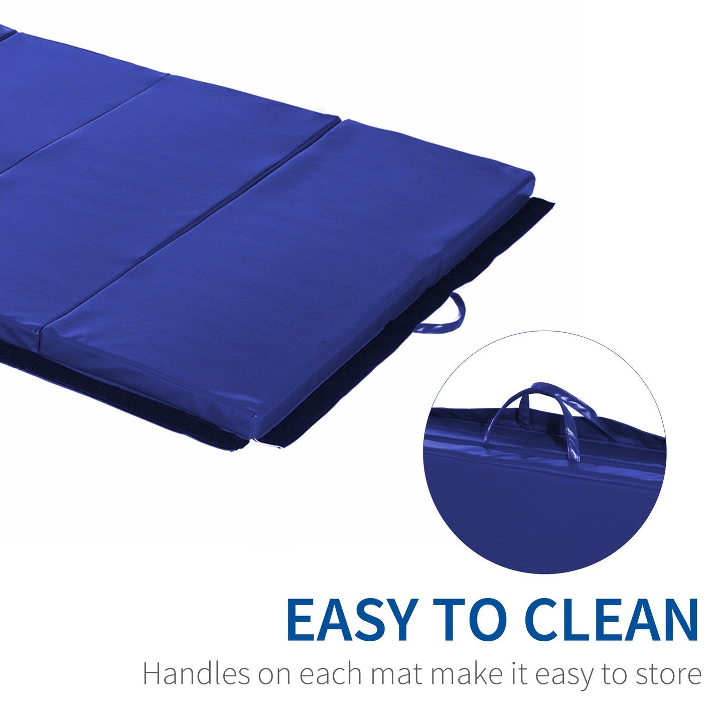 Soozier 4'x6'x2'' Folding Gymnastics Tumbling Mat, Exercise Mat with Carrying Handles for Yoga, MMA, Martial Arts, Stretching, Core Workouts, Blue