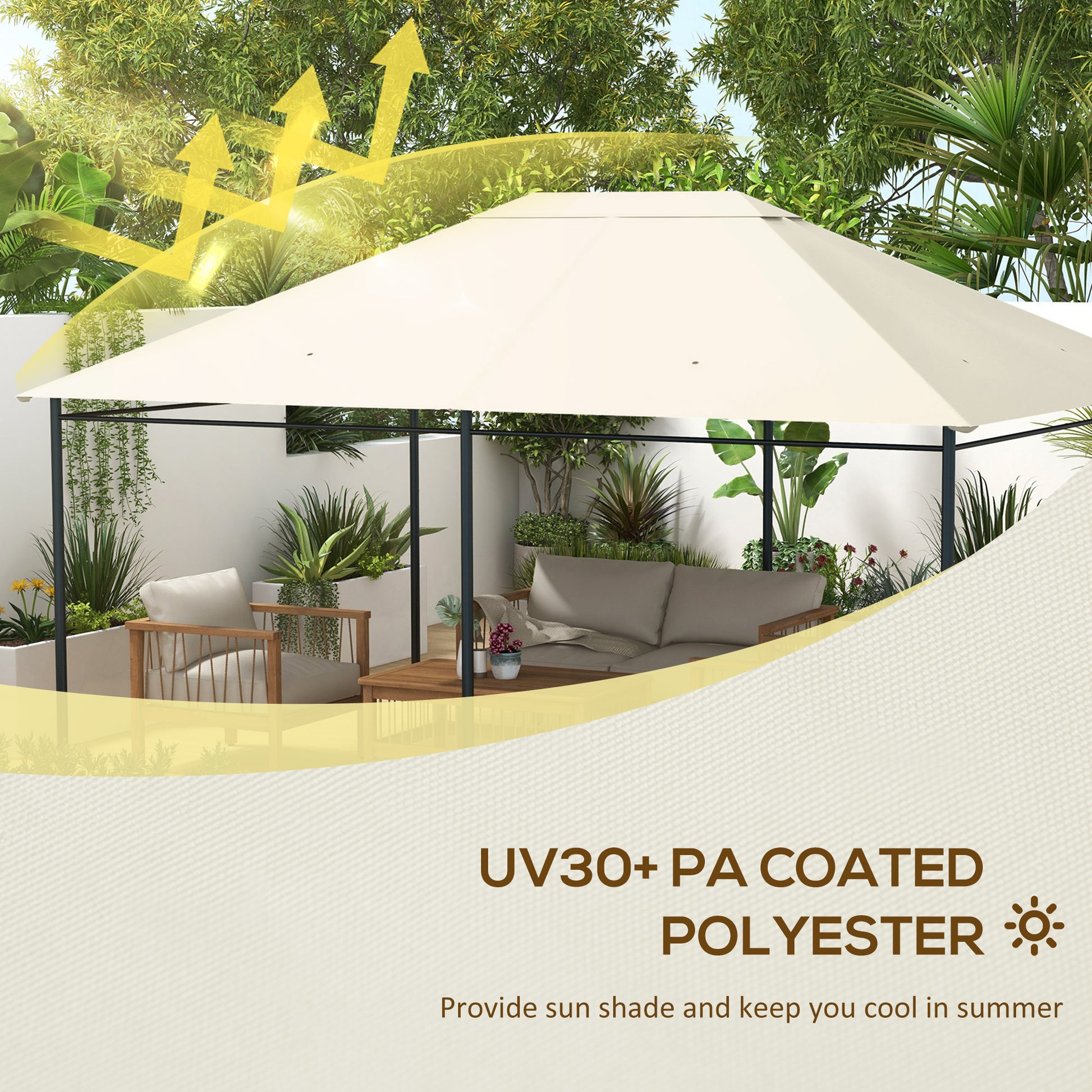 10' x 13' Gazebo Replacement Canopy Cover, Gazebo Roof Replacement (TOP COVER ONLY), Cream White