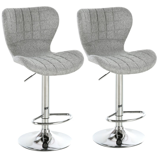 Set of 2 Counter Height Bar Stools Swivel Stool Height Adjustable Bar Chairs with Footrest for Kitchen Dining Home Pub, Grey