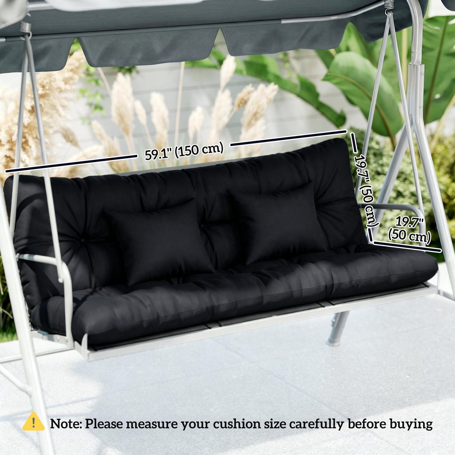 4-Piece Back and Seat Cushion Pillows Replacement and Pillows, Patio Chair Cushions Set with Ties, Black
