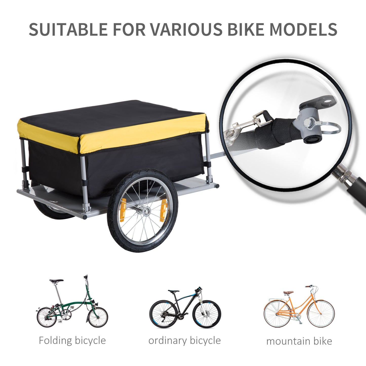 Aosom Bicycle Bike Cargo Trailer Garden Utility Cart Carrier Tool Yellow